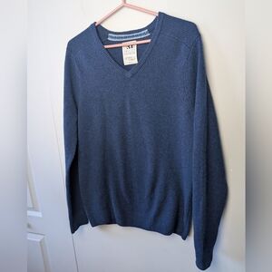 LE 31 SIMON'S Sweater Men V Neck Blue Color Size Medium 100% Lamb Wool